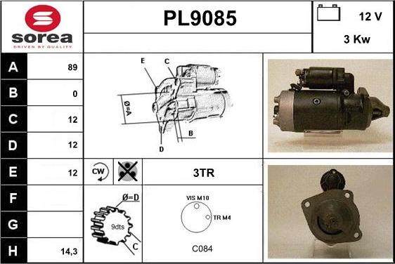 SNRA PL9085 - Стартер vvparts.bg