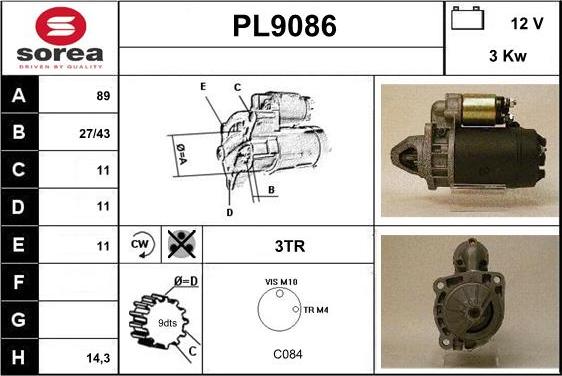 SNRA PL9086 - Стартер vvparts.bg