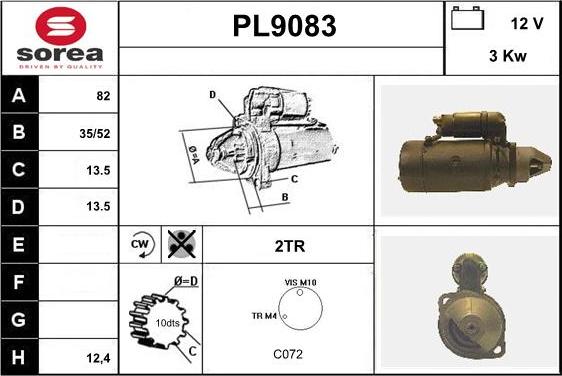 SNRA PL9083 - Стартер vvparts.bg