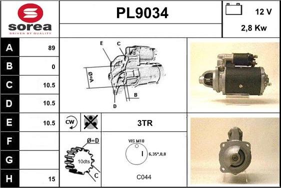 SNRA PL9034 - Стартер vvparts.bg