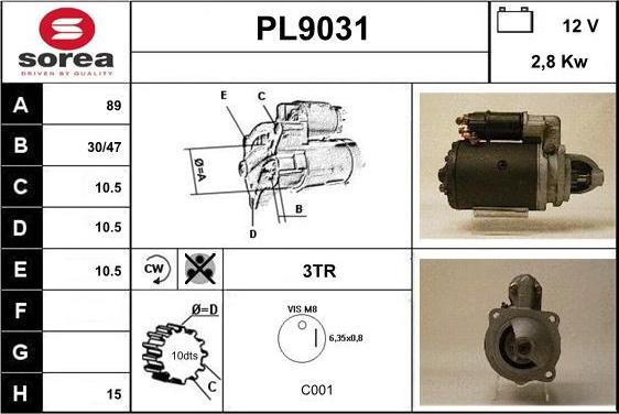 SNRA PL9031 - Стартер vvparts.bg