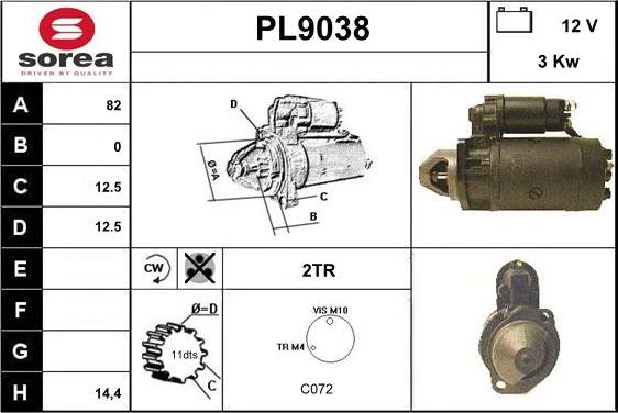 SNRA PL9038 - Стартер vvparts.bg