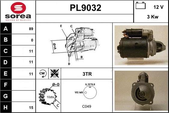 SNRA PL9032 - Стартер vvparts.bg