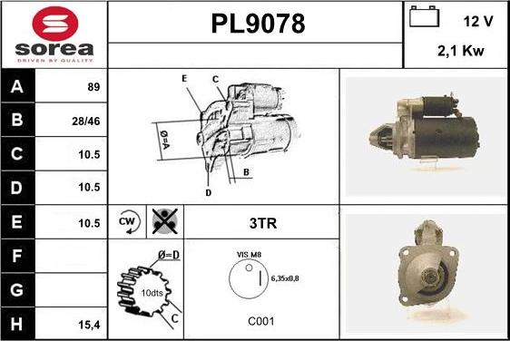 SNRA PL9078 - Стартер vvparts.bg