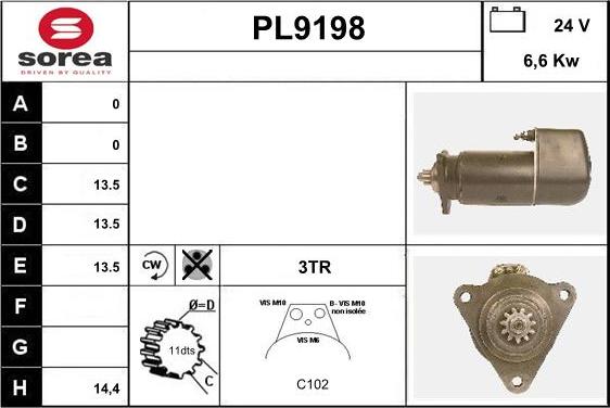 SNRA PL9198 - Стартер vvparts.bg