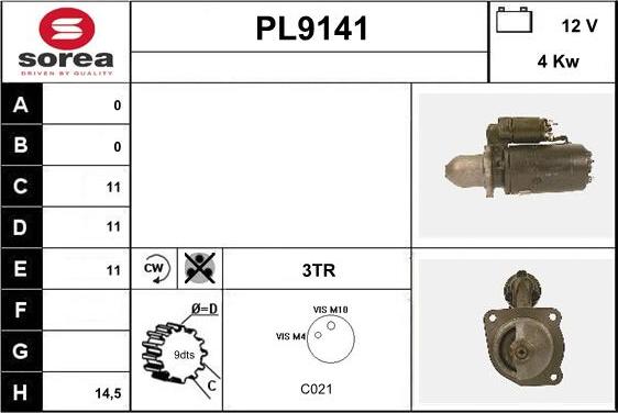 SNRA PL9141 - Стартер vvparts.bg