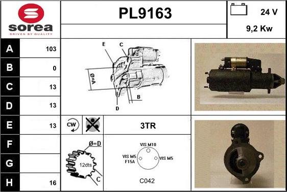 SNRA PL9163 - Стартер vvparts.bg