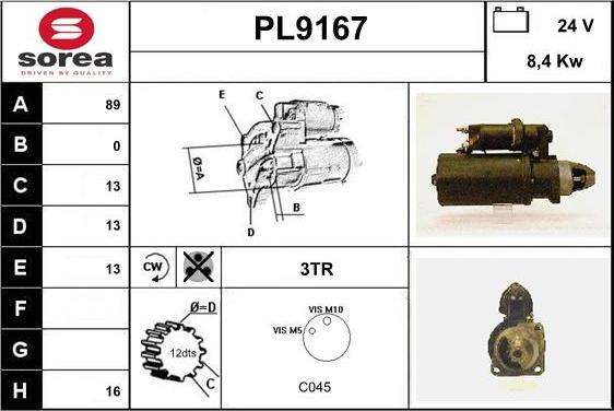 SNRA PL9167 - Стартер vvparts.bg