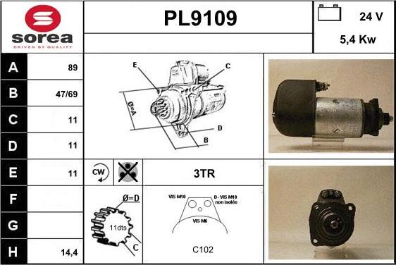 SNRA PL9109 - Стартер vvparts.bg