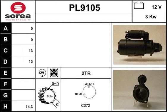 SNRA PL9105 - Стартер vvparts.bg