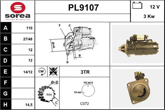 SNRA PL9107 - Стартер vvparts.bg