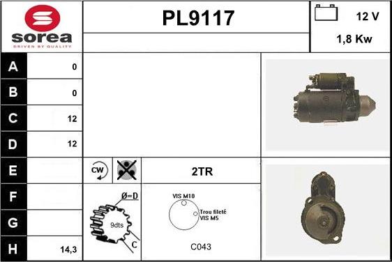 SNRA PL9117 - Стартер vvparts.bg