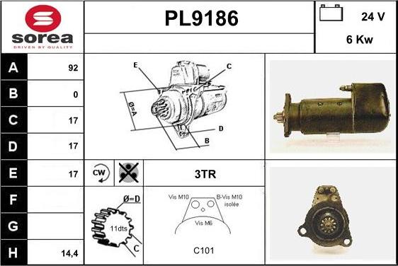 SNRA PL9186 - Стартер vvparts.bg