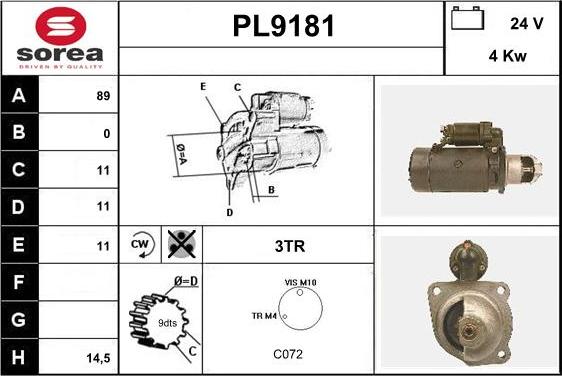 SNRA PL9181 - Стартер vvparts.bg