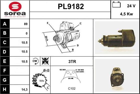 SNRA PL9182 - Стартер vvparts.bg