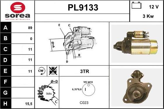 SNRA PL9133 - Стартер vvparts.bg