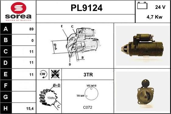 SNRA PL9124 - Стартер vvparts.bg