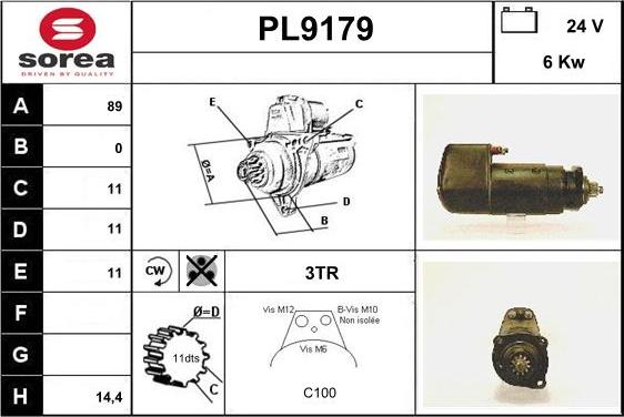 SNRA PL9179 - Стартер vvparts.bg