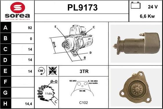 SNRA PL9173 - Стартер vvparts.bg