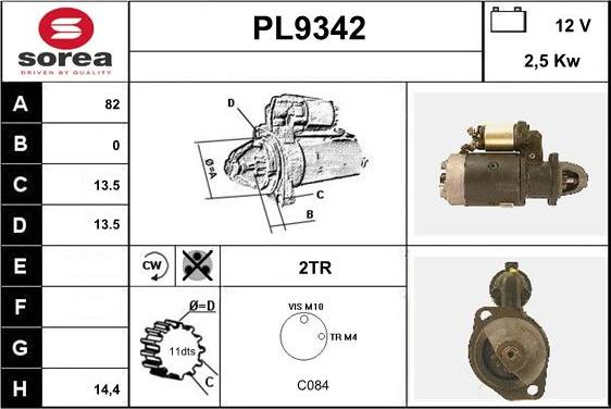 SNRA PL9342 - Стартер vvparts.bg