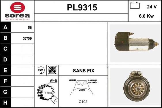 SNRA PL9315 - Стартер vvparts.bg