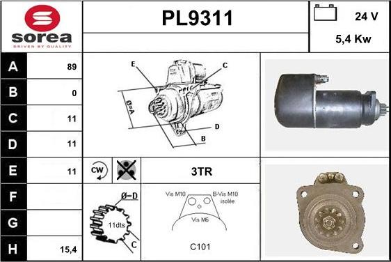 SNRA PL9311 - Стартер vvparts.bg