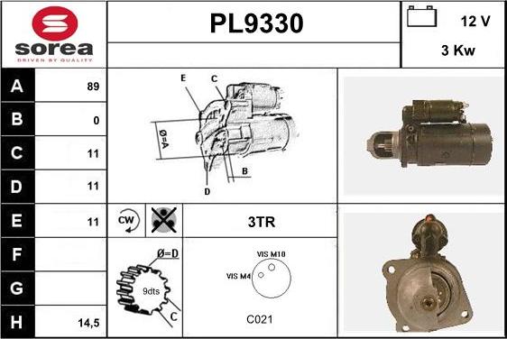 SNRA PL9330 - Стартер vvparts.bg