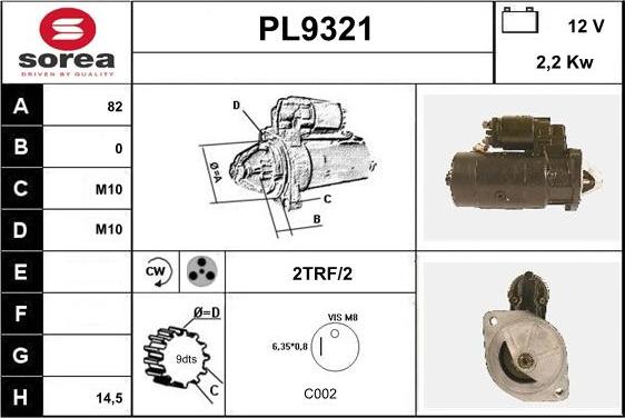 SNRA PL9321 - Стартер vvparts.bg