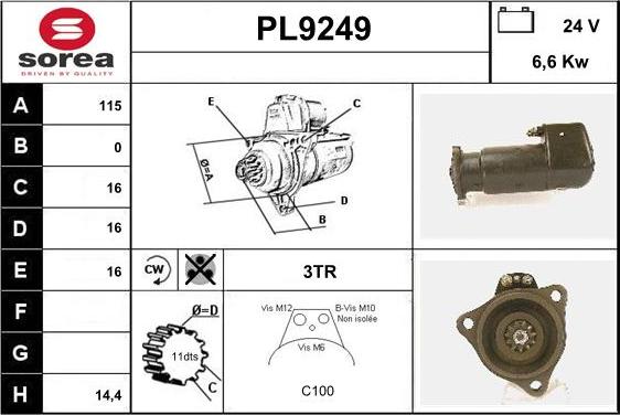 SNRA PL9249 - Стартер vvparts.bg