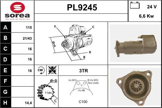 SNRA PL9245 - Стартер vvparts.bg