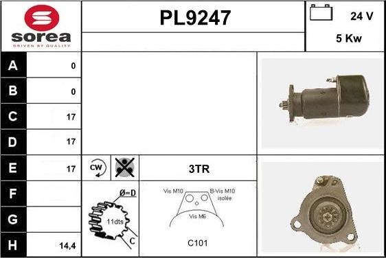 SNRA PL9247 - Стартер vvparts.bg