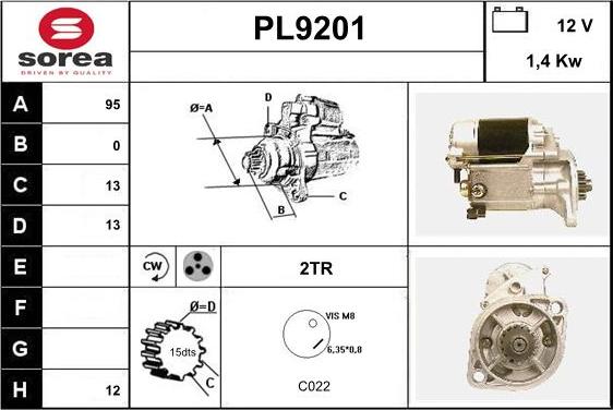 SNRA PL9201 - Стартер vvparts.bg