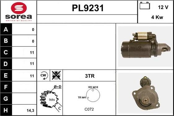 SNRA PL9231 - Стартер vvparts.bg