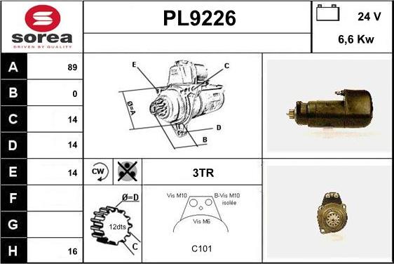 SNRA PL9226 - Стартер vvparts.bg