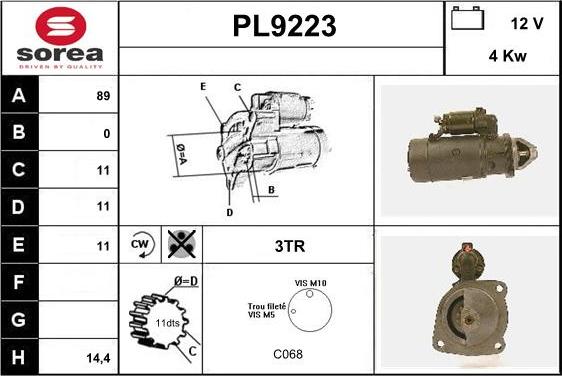 SNRA PL9223 - Стартер vvparts.bg