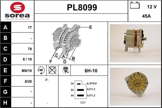 SNRA PL8099 - Генератор vvparts.bg