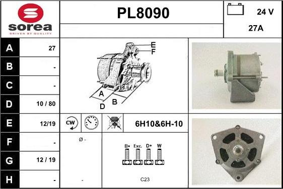 SNRA PL8090 - Генератор vvparts.bg