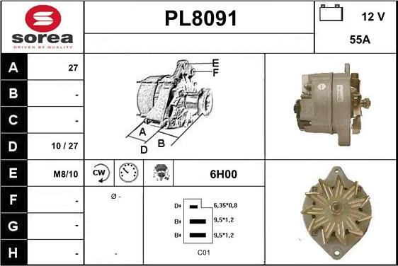 SNRA PL8091 - Генератор vvparts.bg