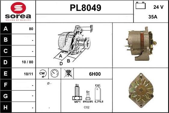 SNRA PL8049 - Генератор vvparts.bg