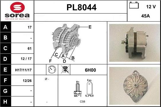 SNRA PL8044 - Генератор vvparts.bg