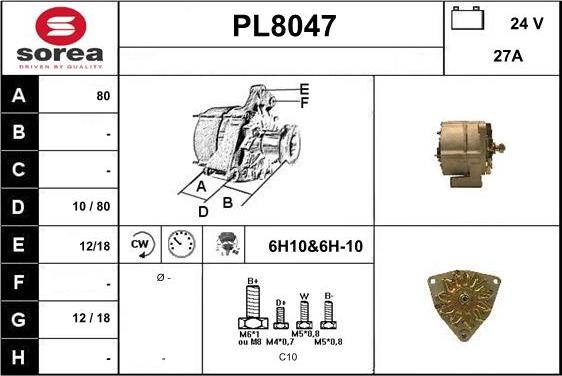 SNRA PL8047 - Генератор vvparts.bg