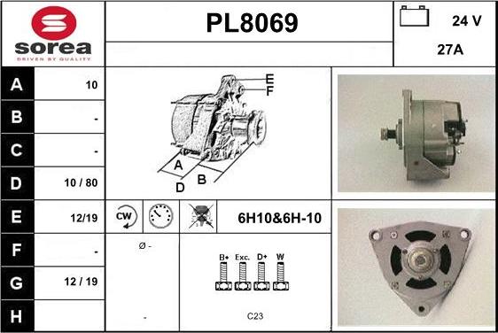 SNRA PL8069 - Генератор vvparts.bg