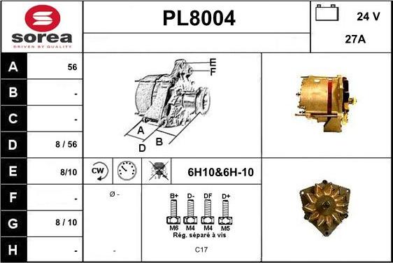 SNRA PL8004 - Генератор vvparts.bg