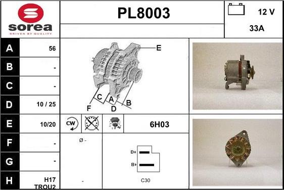 SNRA PL8003 - Генератор vvparts.bg