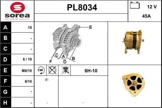 SNRA PL8034 - Генератор vvparts.bg