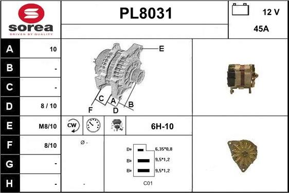 SNRA PL8031 - Генератор vvparts.bg