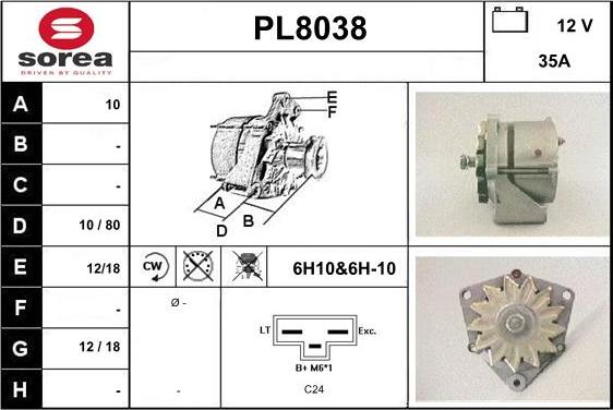 SNRA PL8038 - Генератор vvparts.bg