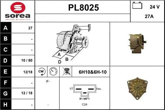 SNRA PL8025 - Генератор vvparts.bg