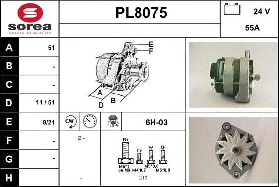 SNRA PL8075 - Генератор vvparts.bg