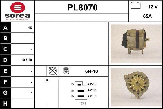 SNRA PL8070 - Генератор vvparts.bg